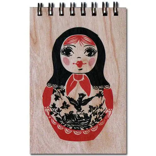 Small Matrushka Nesting Doll Wooden Flip Notebook