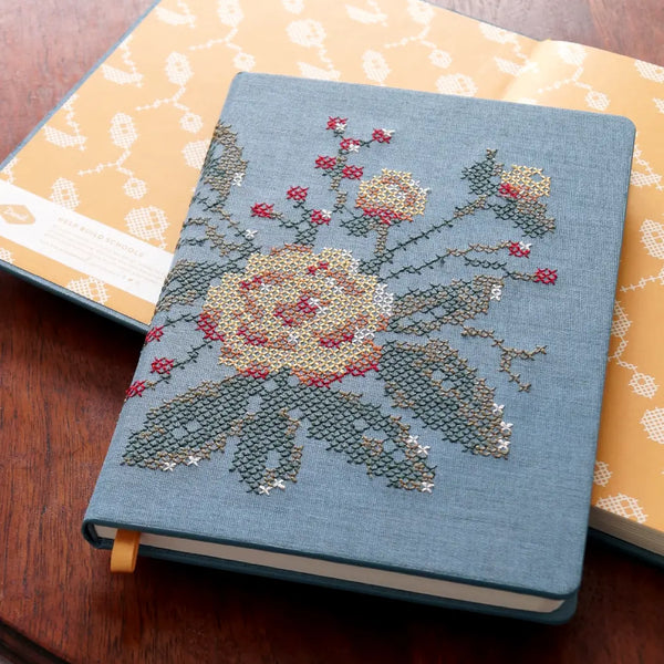 Embroidered Floral Cross Stitch Notebook