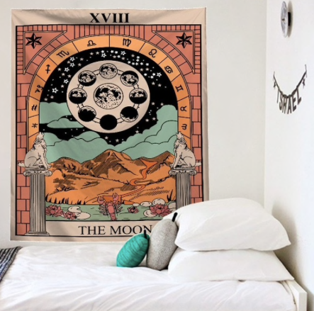 The Moon Tarot Card Medium Size Tapestry