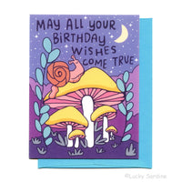 Magical Garden Snail Birthday Wishes Greeting Card