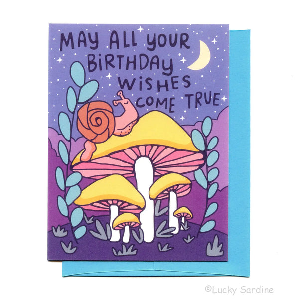 Magical Garden Snail Birthday Wishes Greeting Card