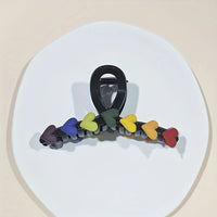 Black Claw Clip With Rainbow Hearts