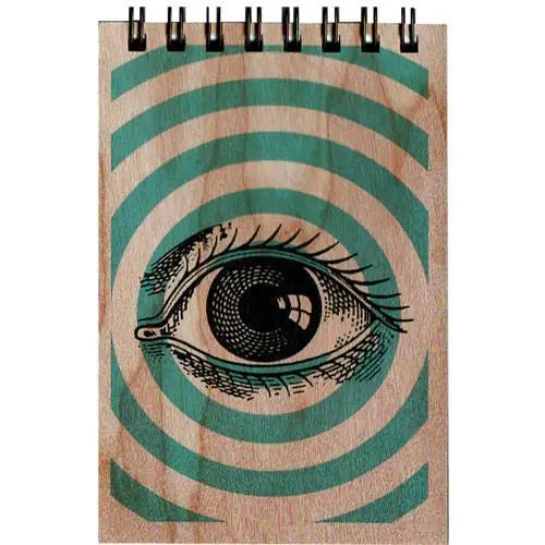 Small Spiral Eye Wooden Flip Notebook