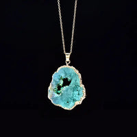 Gold Plated Agate Geode Necklaces