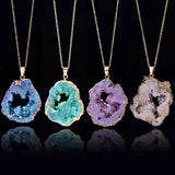 Gold Plated Agate Geode Necklaces
