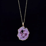 Gold Plated Agate Geode Necklaces