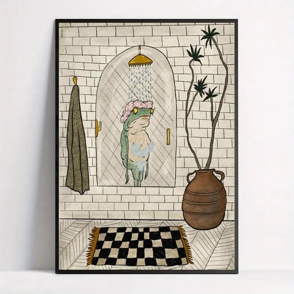 8x10 Frog Shower Wall Art