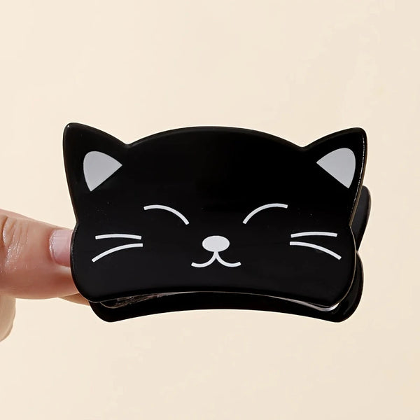 Black Cat Face Acrylic Hair Clip