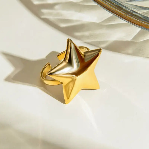 Adjustable Gold Star Costume Jewelry Ring