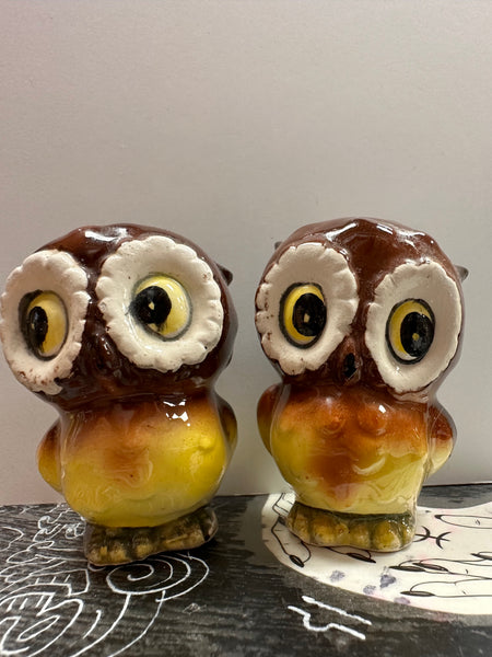 Big Yellow Eyed Owl Salt & Pepper Shakers