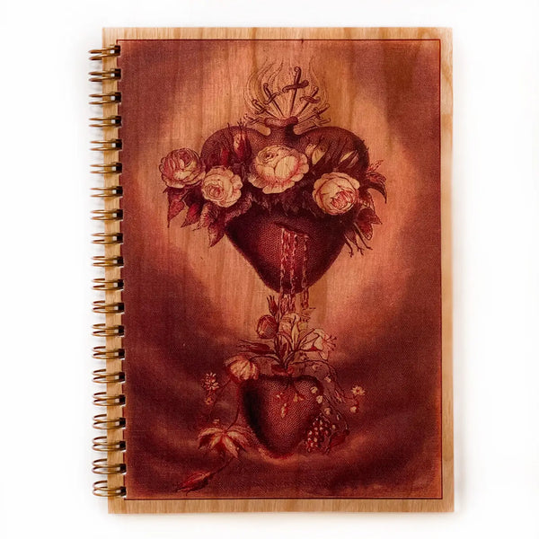 Sacred Heart Wooden Notebook