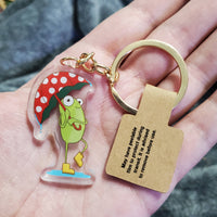 Frog With Umbrella Keychain