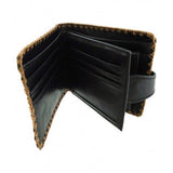 Polish flower embossed vegan leather bifold medium wallet