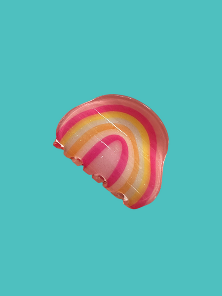 Mini Pink Rainbow Acrylic Hair Clip