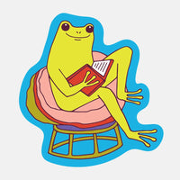 Bookish Reading Frog Vinyl Sticker