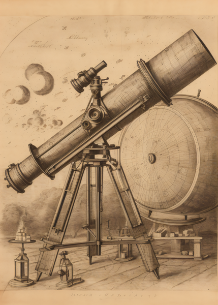 Telescope Astronomy  Dark Academia Art Print 5x7