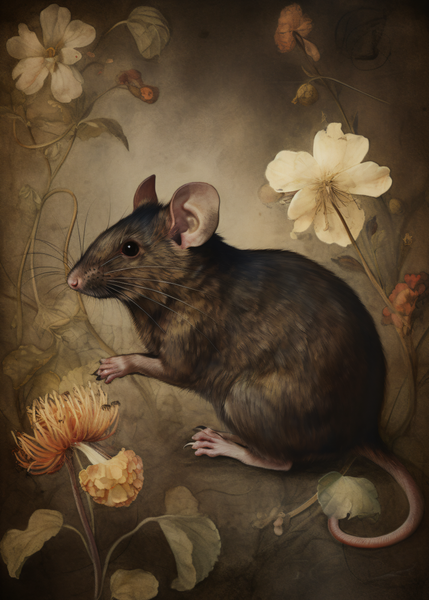 Field Mouse Dark Academia Art Print 5x7