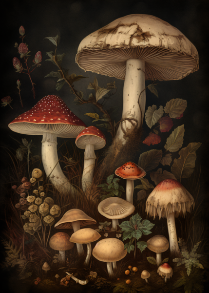 Forest Mushroom Dark Academia Art Print 5x7