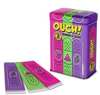 Ouch! Bubble Gum Band-Aids Assorted Flavor Tin Retro Nostalgic Candy