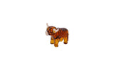 Artisan Glass Hand Blown Highland Cow Ornament in Gift Box