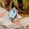 Aquamarine Tear Drop Gemstone Silvery Ring