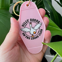 Silly Goose On The Loose Club Clear Glitter Keytag