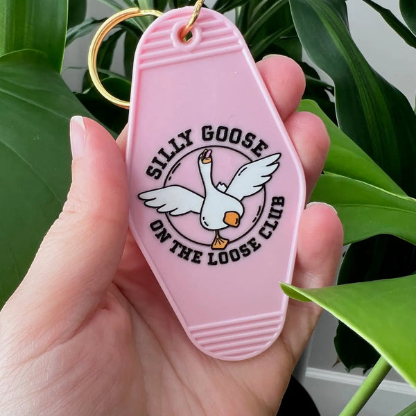 Silly Goose On The Loose Club Clear Glitter Keytag