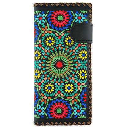 Moroccan Pattern Vegan Leather Large Embroidered Wallet