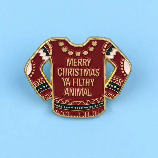Merry Christmas Ya Filthy Animal Sweater Alloy Pin