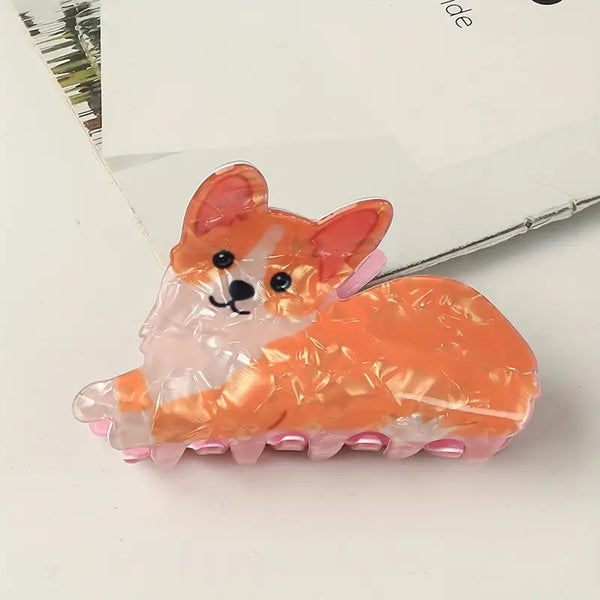 Irredescent Corgi Claw Clip