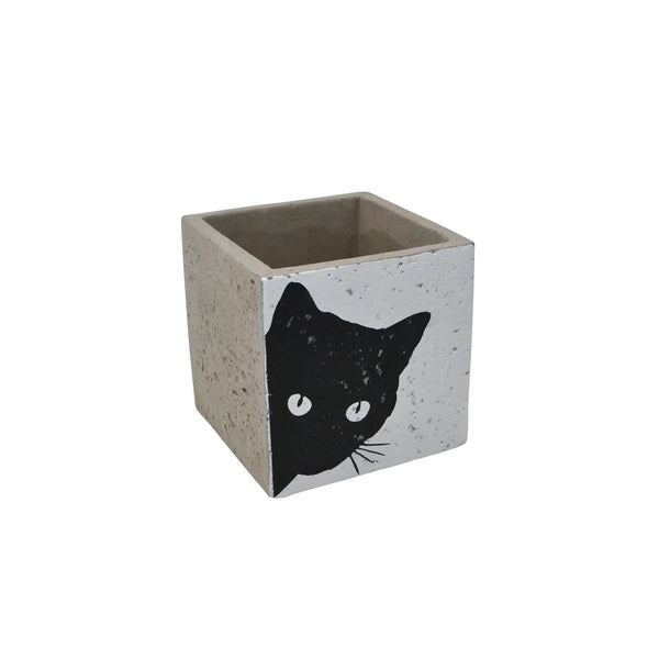 Black Cat Cube Planter Pot