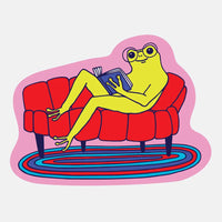 Reading Frog Vinyl Sticker