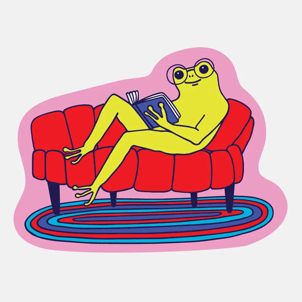Reading Frog Vinyl Sticker