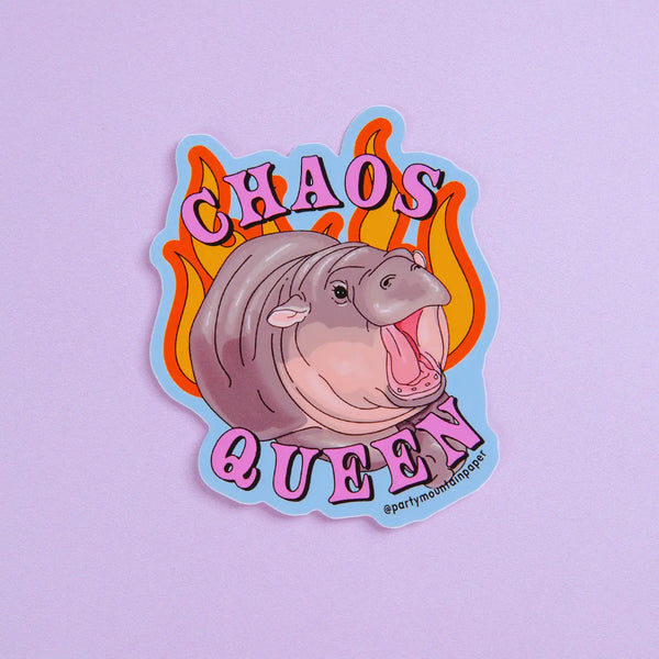 Chaos Queen Moo Deng Baby Hippo  Vinyl Sticker