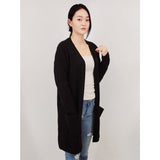 Open Front Mid-Length Cardigan with Pockets
