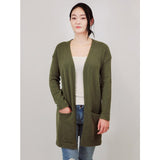 Open Front Mid-Length Cardigan with Pockets