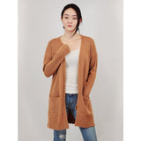 Open Front Mid-Length Cardigan with Pockets