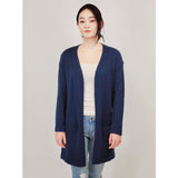 Open Front Mid-Length Cardigan with Pockets
