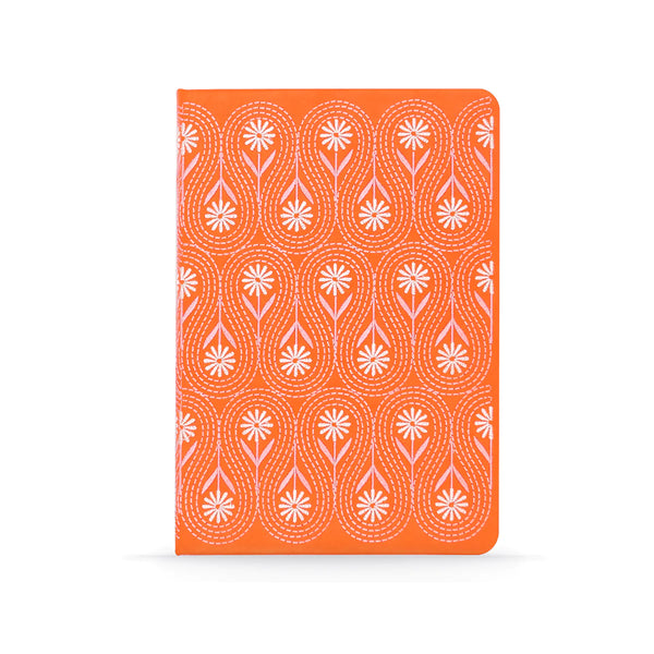 Orange Daisy Chain Embroidered Journal Notebook