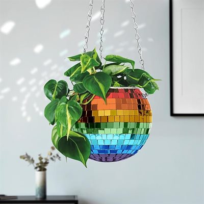 Large Rainbow Disco Ball Planter
