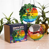 Large Rainbow Disco Ball Planter