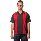 Poplin Double Panel Bowling Shirt in Black/Red