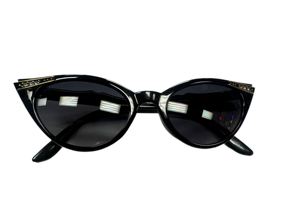 Thin cat eye gold trim sunglasses