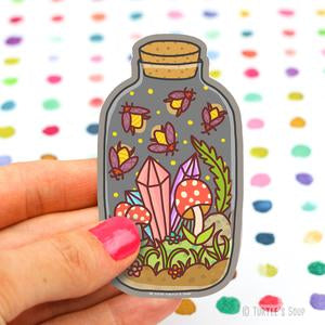 Mushroom Crystal Kingdom in a Jar Vinyl Sticker