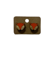 Wooden Fox Face Studs