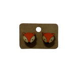 Wooden Fox Face Studs