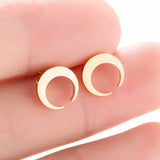 Lunar Crescent Rose Gold Studs