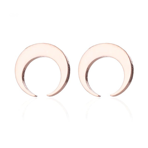 Lunar Crescent Rose Gold Studs