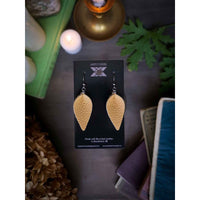 Pinched Leaf Recycled Leather Earrings