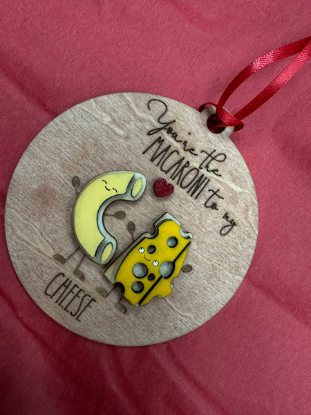 Double Tides Laser Engraved 3D Wooden Mac & Cheese Ornament